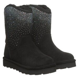 BEARPAW Boots GLAM LO Platform BLACK Suede AB Crystals Rhinestones NEW in box